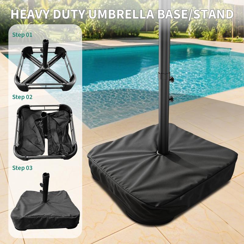 15Ft Patio Umbrella With Lights And Heavy-Duty Base