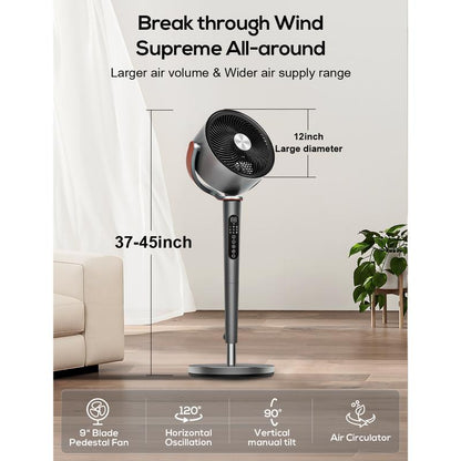 Powerful Pedestal Fan With Wide-Room Air Circulation