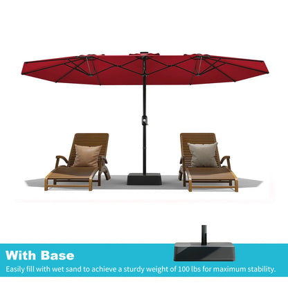 15Ft Patio Umbrella With Lights And Heavy-Duty Base